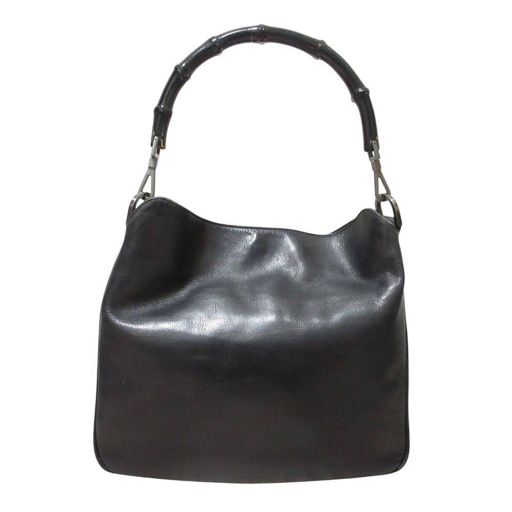 Gucci Bamboo Handle Leather 2-Way Shoulder Bag 001 Black — view 2