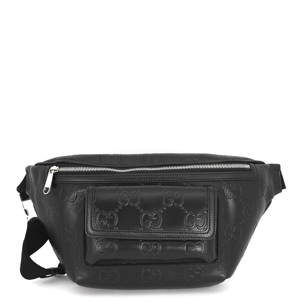 Gucci Belt Bag GG Embossed Bag Leather Black