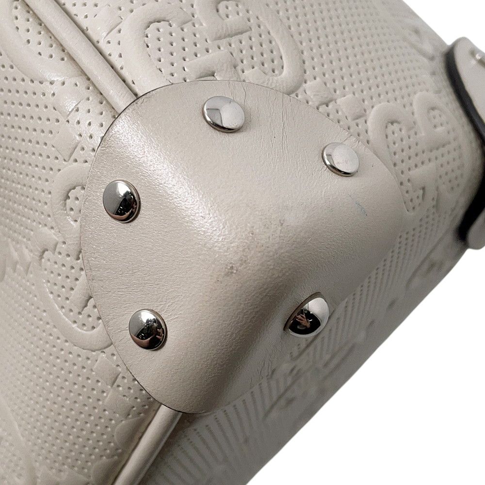 Gucci Shoulder Bag GG Embossed Leather White — view 7