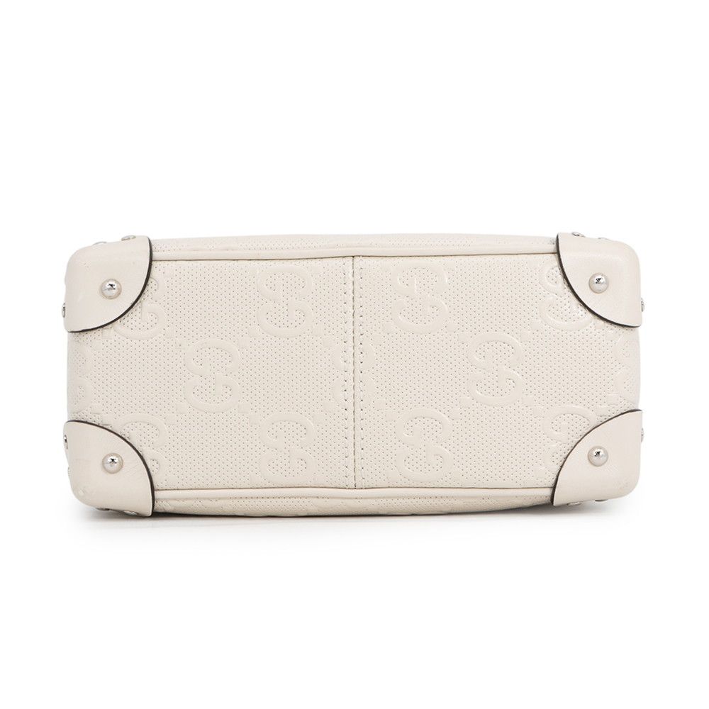 Gucci Shoulder Bag GG Embossed Leather White — view 3