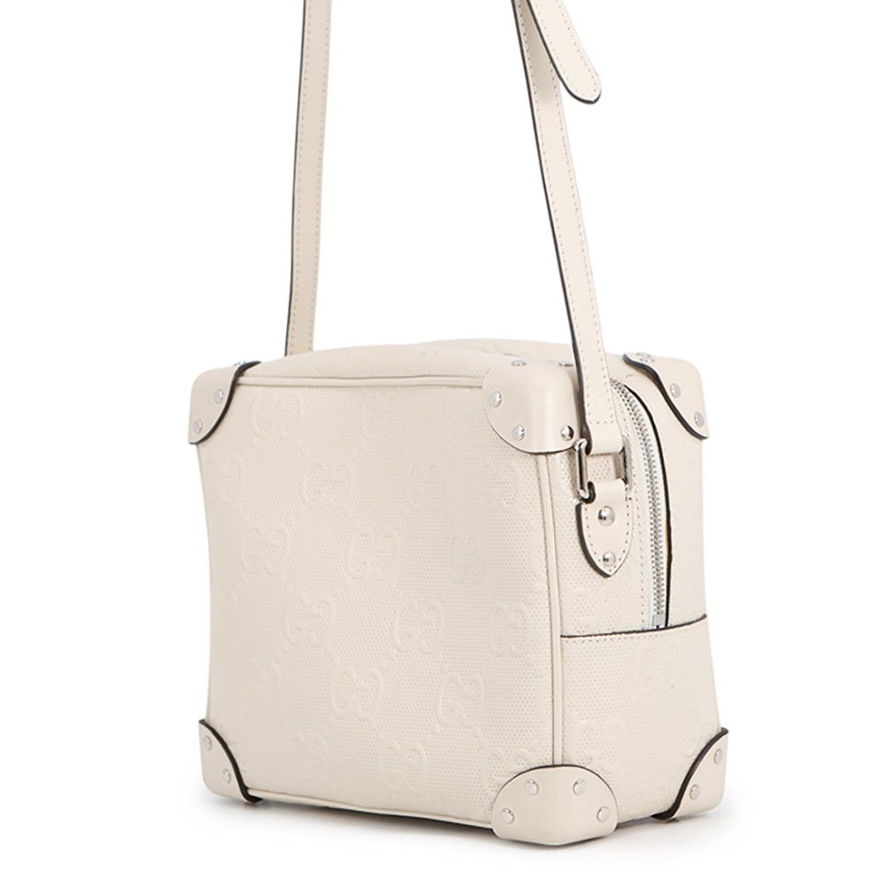 Gucci Shoulder Bag GG Embossed Leather White — view 2