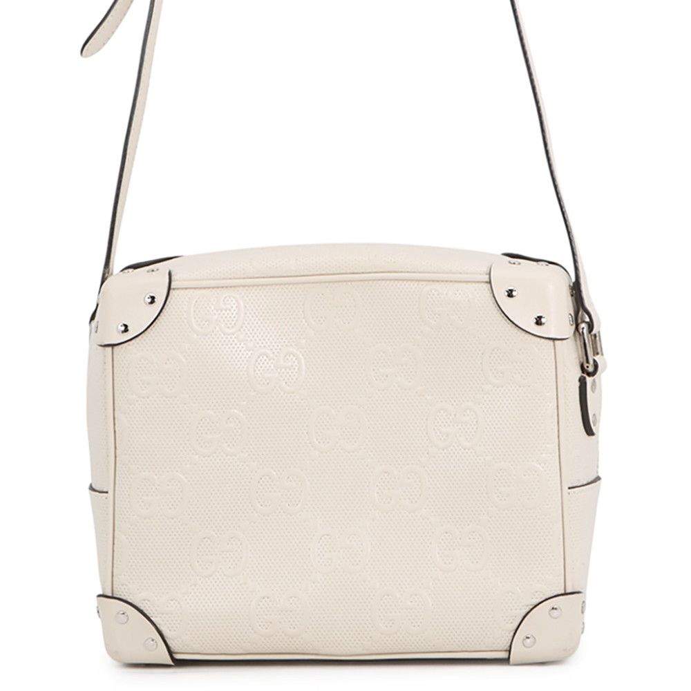 Gucci Shoulder Bag GG Embossed Leather White