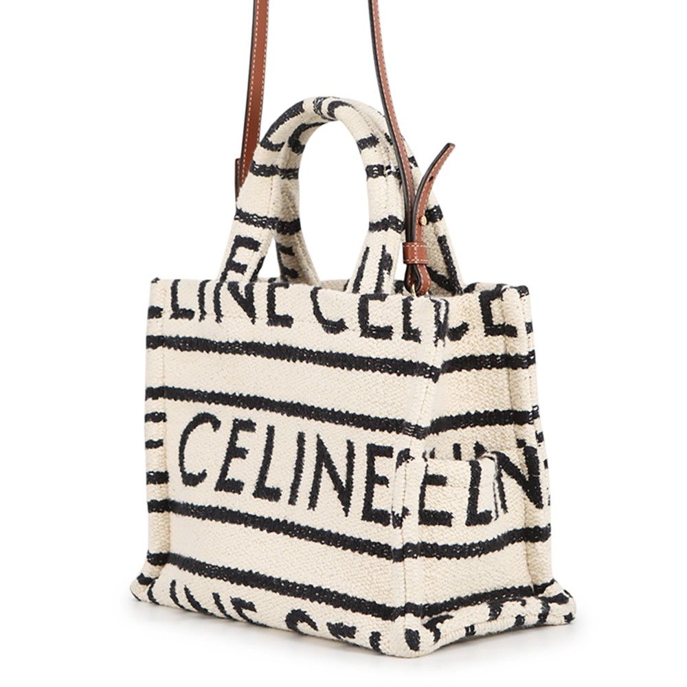 Celine Cabas Thais Small Logo Cotton Leather 2-Way Shoulder — view 2