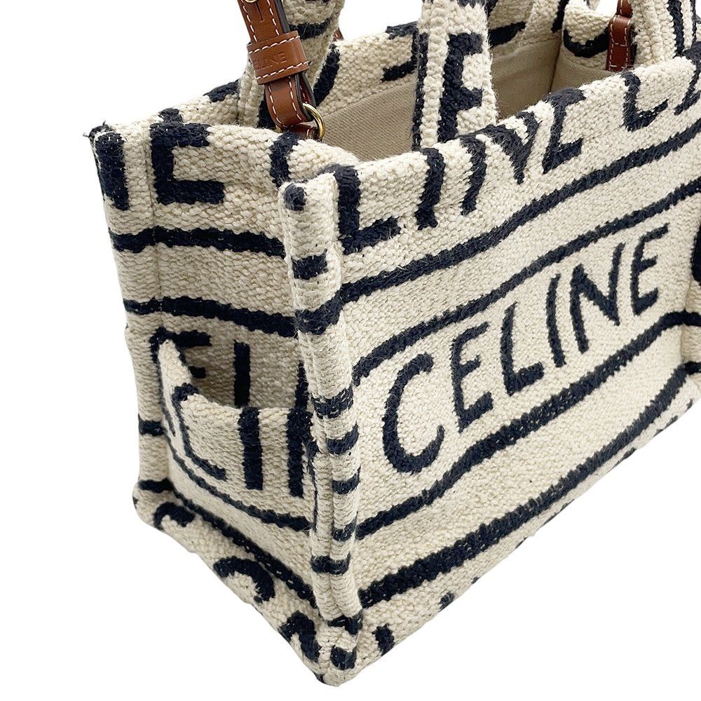 Celine Cabas Thais Small Logo Cotton Leather 2-Way Shoulder — view 7