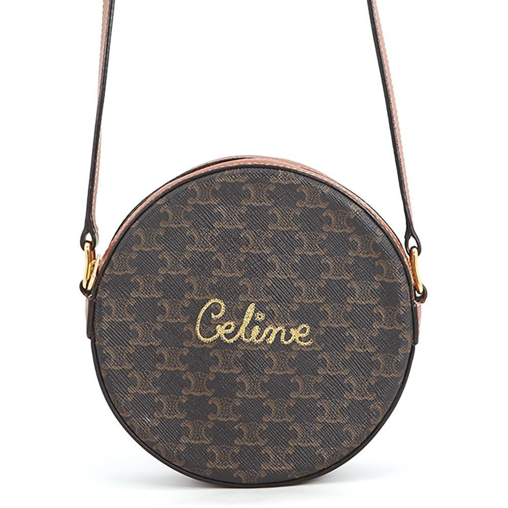 Celine Shoulder Bag Triomphe Round Leather Pochette