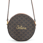 Celine Shoulder Bag Triomphe Round Leather Pochette