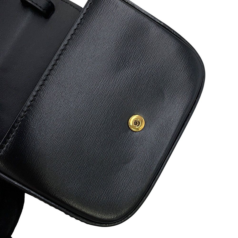 Celine Shoulder Bag Triomphe Mini Claude Shiny Calf Leather Black — view 9