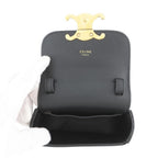 Celine Shoulder Bag Triomphe Mini Claude Shiny Calf Leather Black — view 5