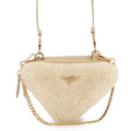 Prada Shoulder Bag Saffiano Triangle Mini Pouch Fur Leather 2-Way