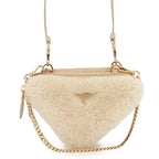 Prada Shoulder Bag Saffiano Triangle Mini Pouch Fur Leather 2-Way
