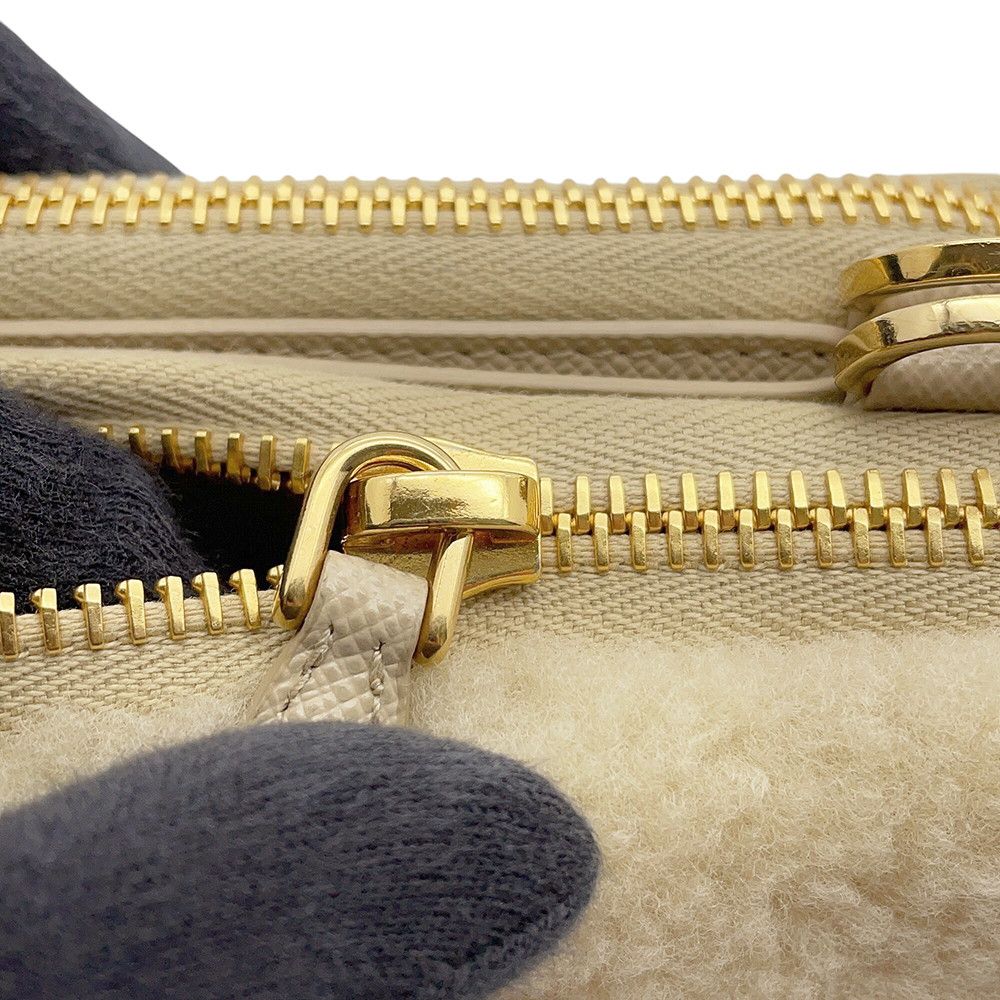 Prada Shoulder Bag Saffiano Triangle Mini Pouch Fur Leather 2-Way — view 9