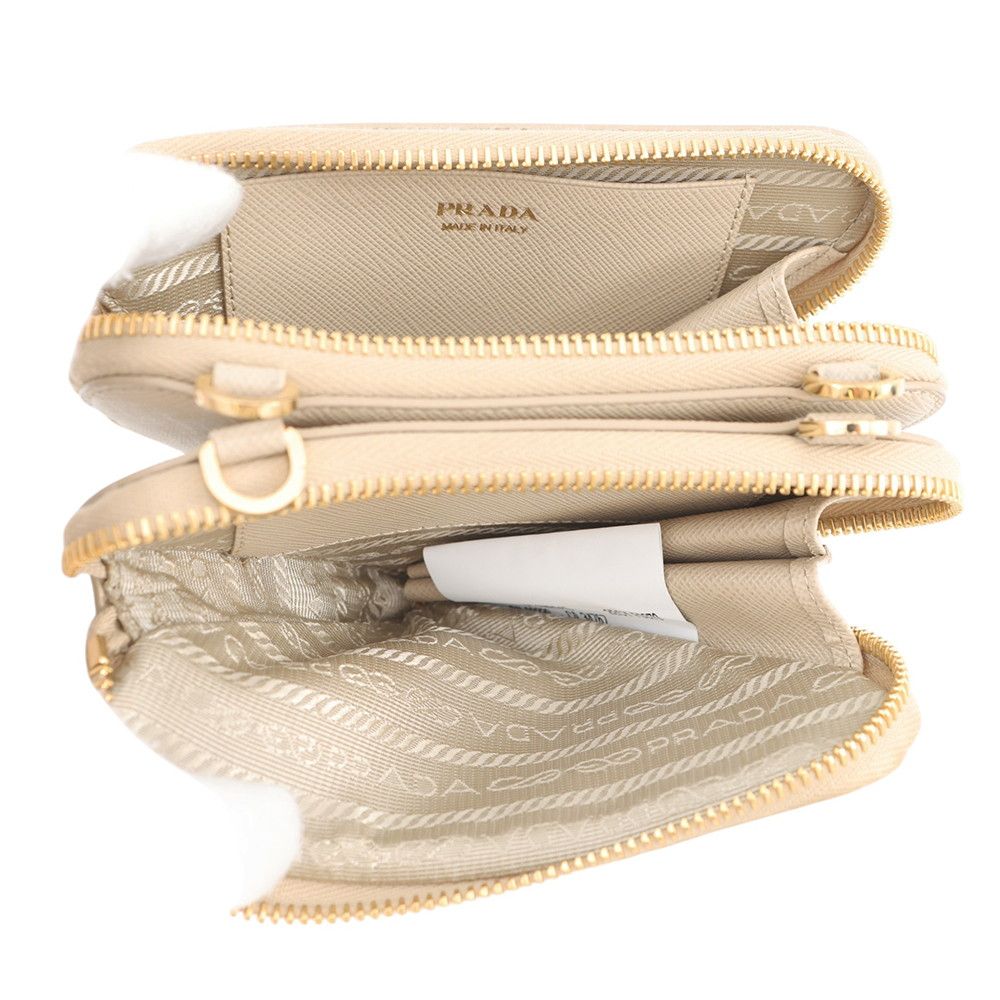 Prada Shoulder Bag Saffiano Triangle Mini Pouch Fur Leather 2-Way — view 6