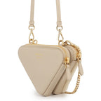 Prada Shoulder Bag Saffiano Triangle Mini Pouch Fur Leather 2-Way — view 2