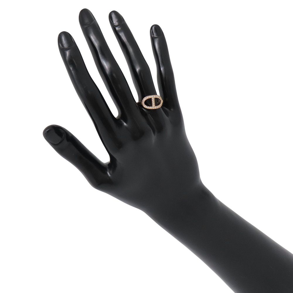 Hermes Ring Chaine D'ancre Contour MM Diamond Total 18k Pink Gold — view 4