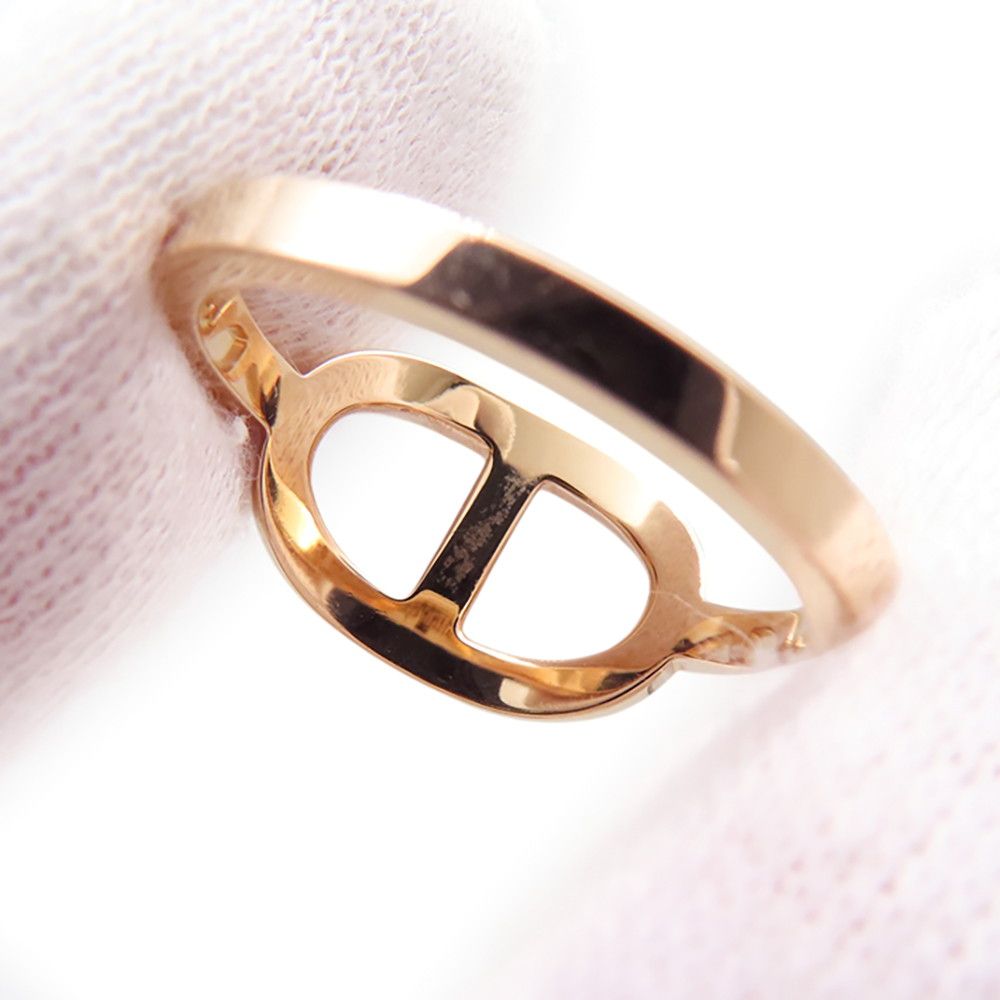 Hermes Ring Chaine D'ancre Contour MM Diamond Total 18k Pink Gold — view 8