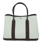 Hermes Tote Garden Party PM Vert Peppermint Brown Silver Toile Officier Negonda