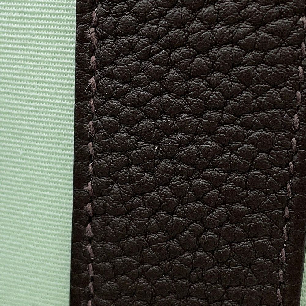 Hermes Tote Garden Party PM Vert Peppermint Brown Silver Toile Officier Negonda — view 7