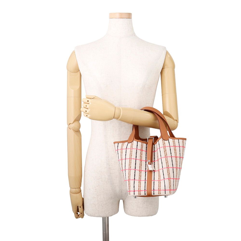 Hermes Handbag Picotin Lock PM Couverture Gold Ecru Faux Rose Pop Silver Toile — view 4