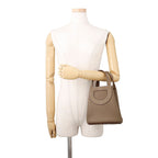 Hermes Tote in the Loop 18 Etoupe Silver Taurillon Clemence Swift — view 4