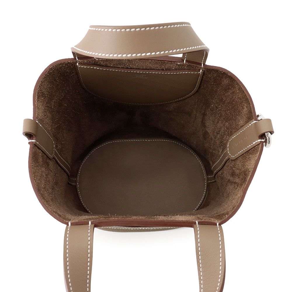 Hermes Tote in the Loop 18 Etoupe Silver Taurillon Clemence Swift — view 5
