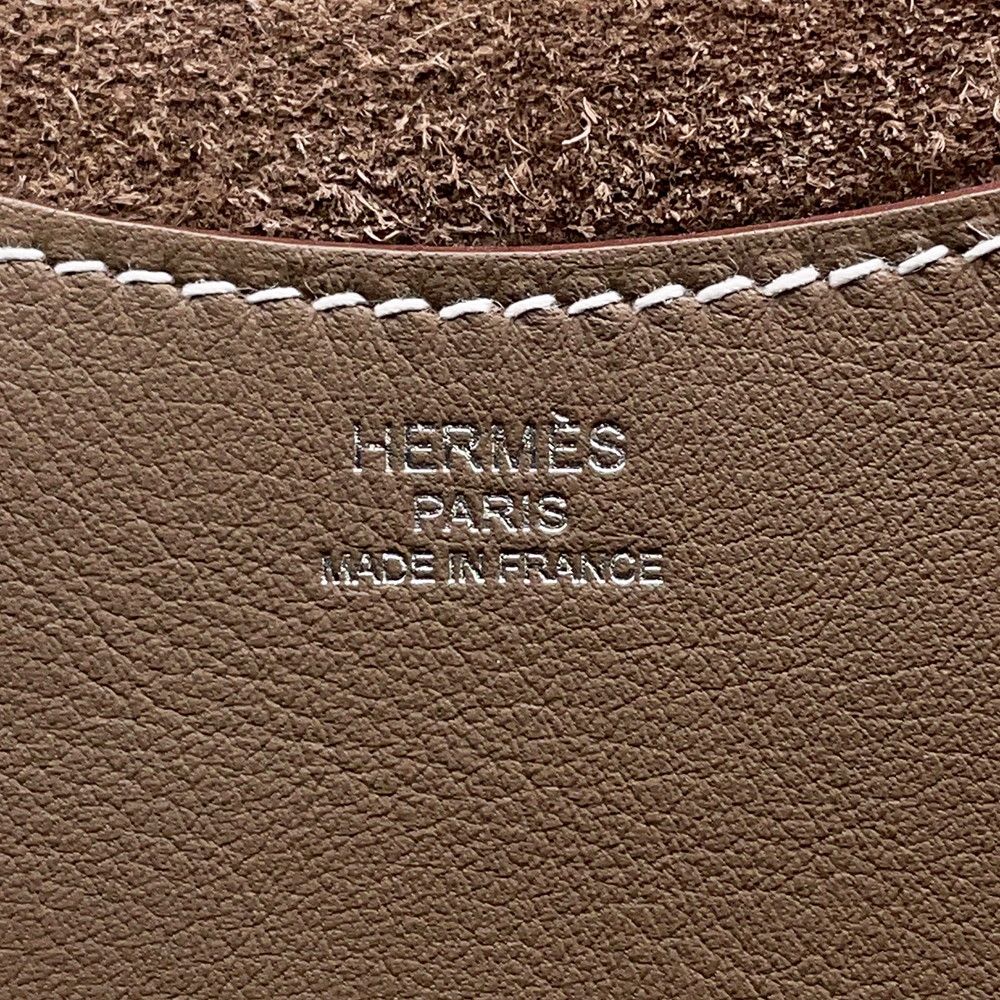 Hermes Tote in the Loop 18 Etoupe Silver Taurillon Clemence Swift — view 7