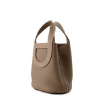 Hermes Tote in the Loop 18 Etoupe Silver Taurillon Clemence Swift — view 2