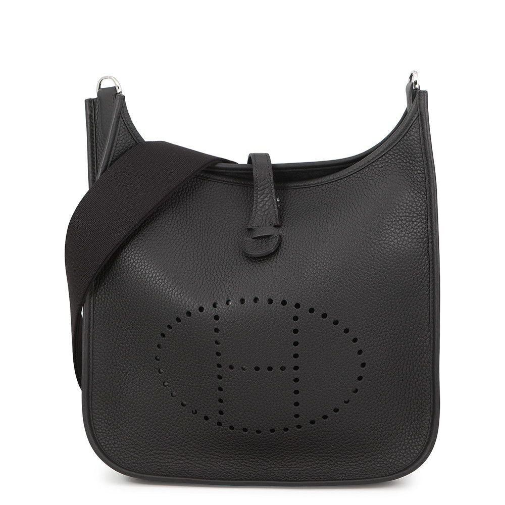 Hermes Shoulder Bag Evelyne 3 PM Black Silver Taurillon Clemence