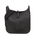 Hermes Shoulder Bag Evelyne 3 PM Black Silver Taurillon Clemence