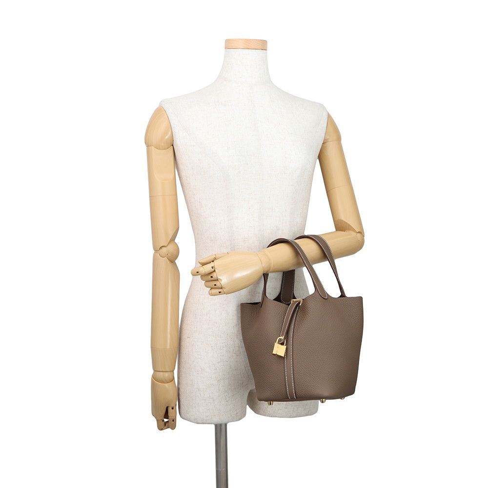 Hermes Handbag Picotin Lock PM Etoupe Gold Taurillon Clemence — view 4
