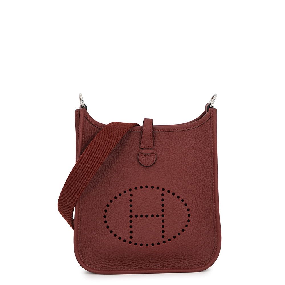 Hermes Shoulder Bag Evelyne TPM 111 cm Amazon Rouge Ash Silver Taurillon
