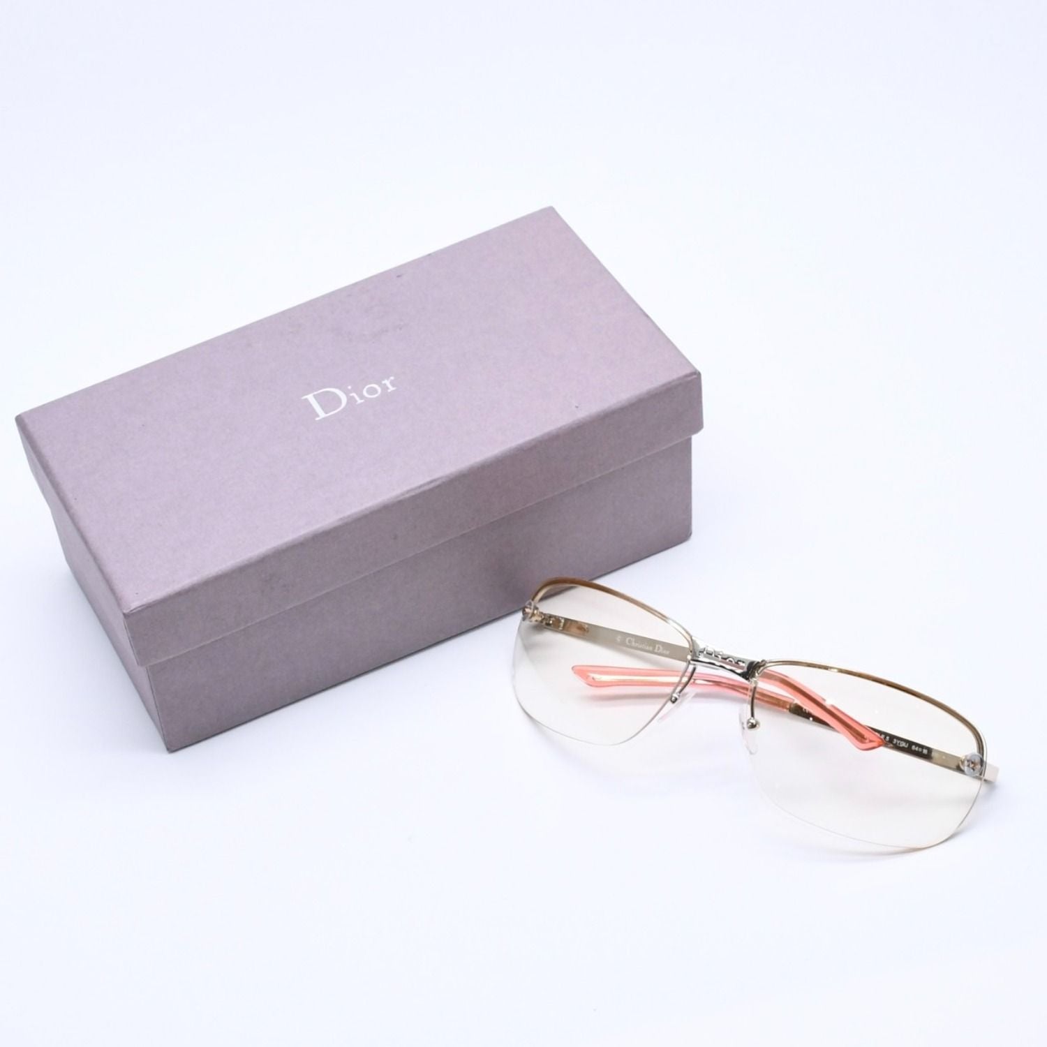 Dior Adiorable 5 Half Rim Sunglasses Silver Yellow Eyewear