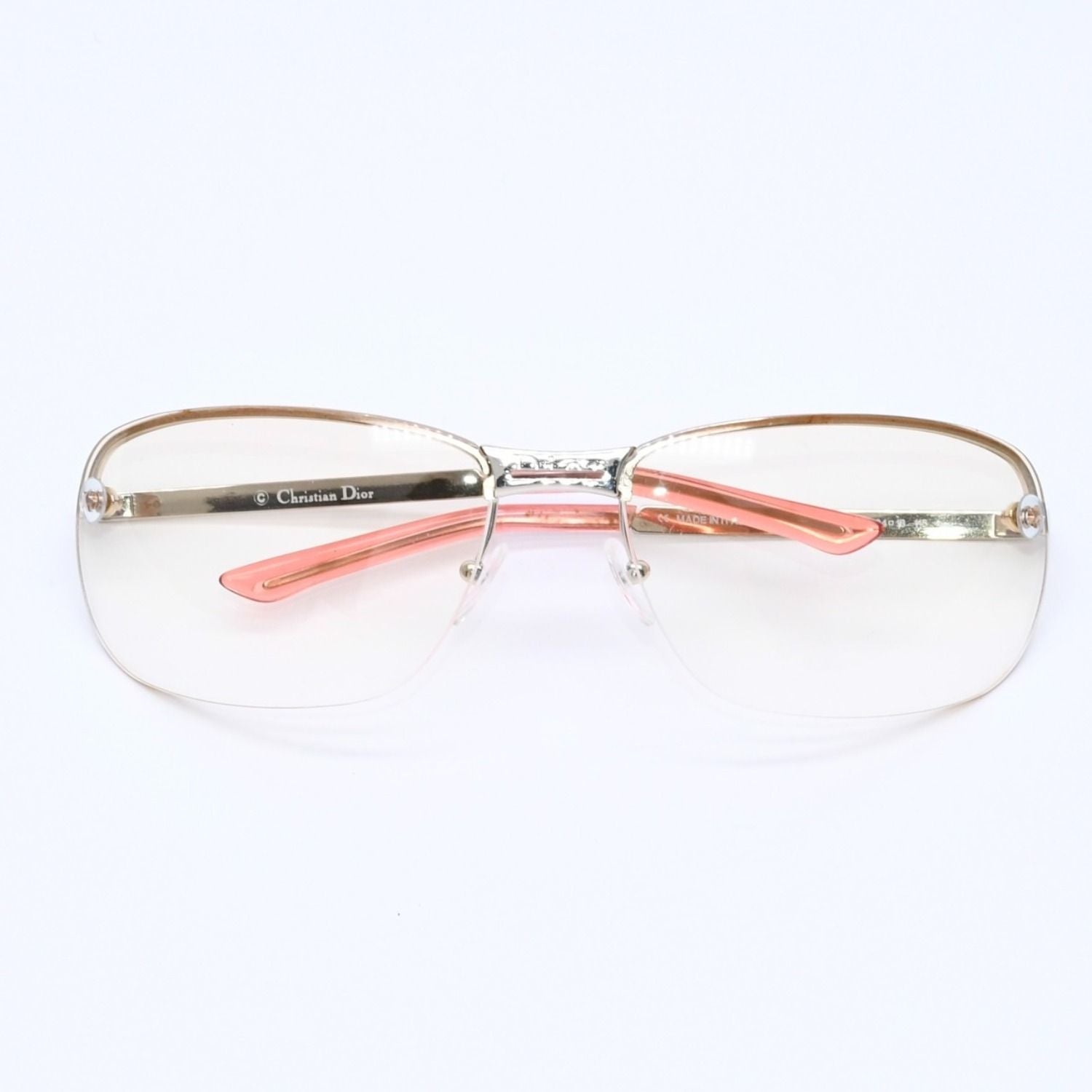 Dior Adiorable 5 Half Rim Sunglasses Silver Yellow Eyewear — view 2