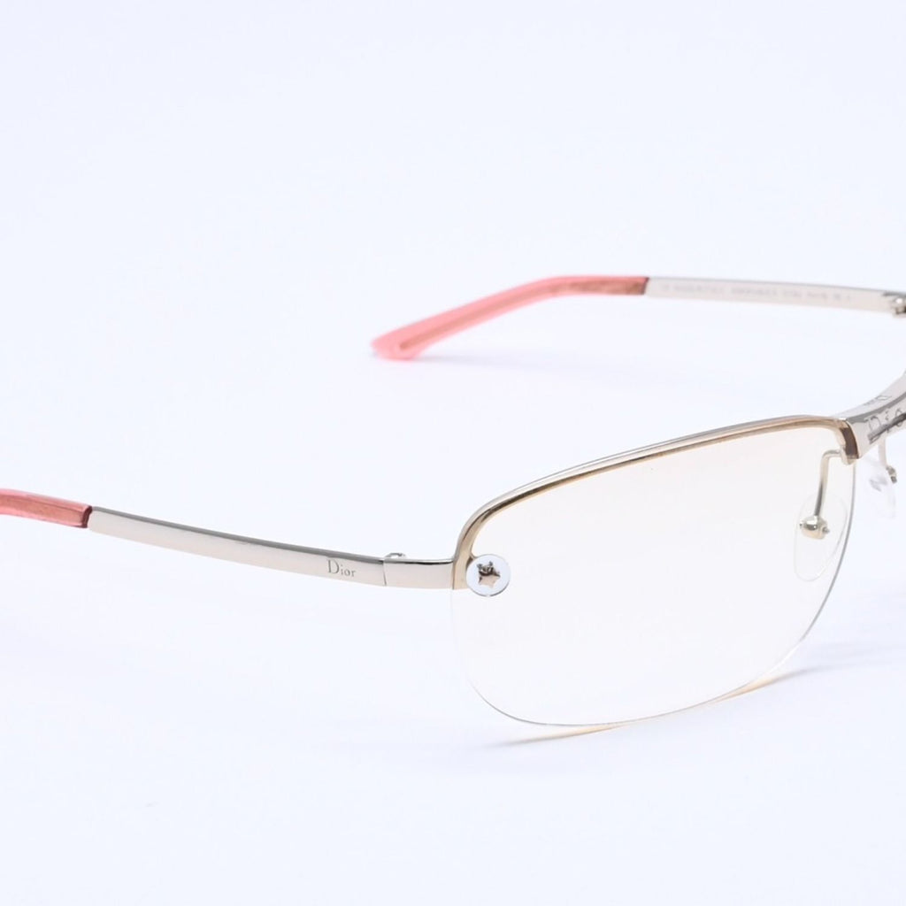 Dior Adiorable 5 Half Rim Sunglasses Silver Yellow Eyewear — view 4