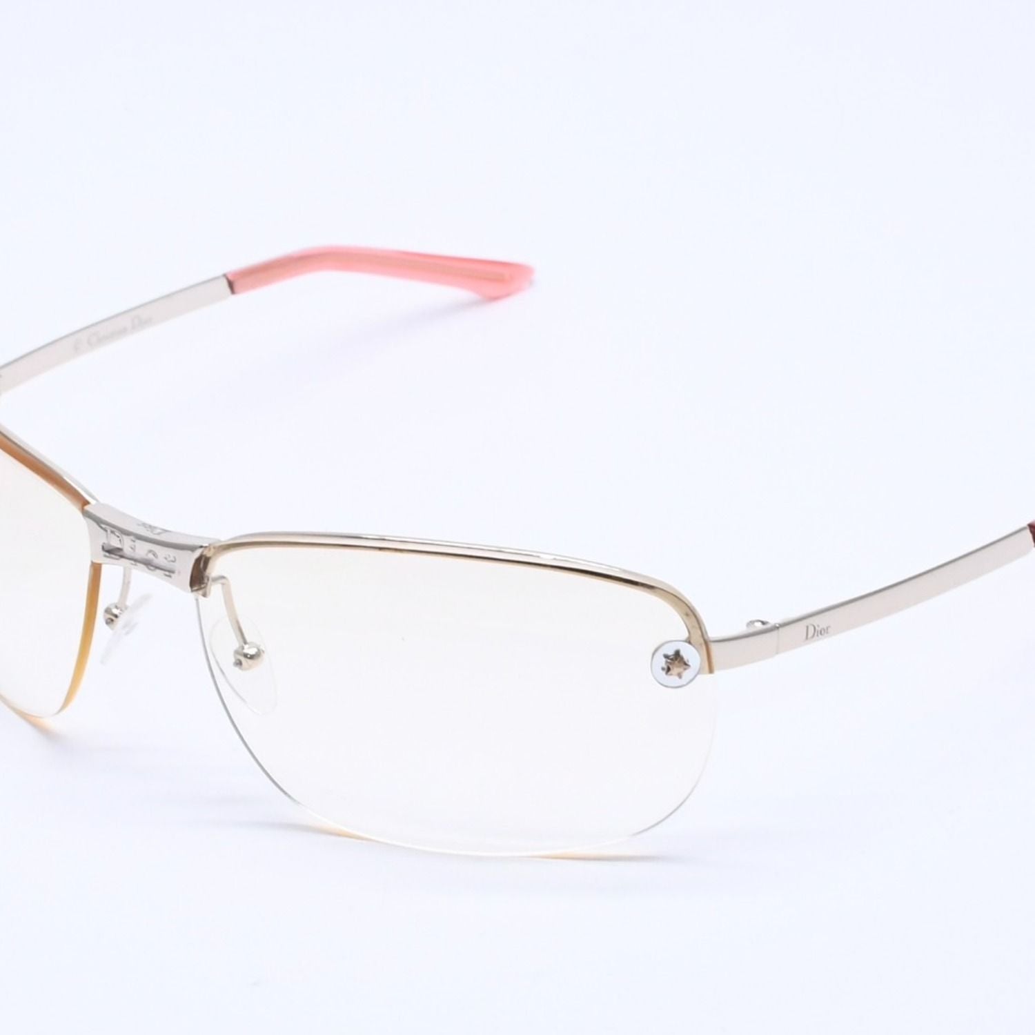 Dior Adiorable 5 Half Rim Sunglasses Silver Yellow Eyewear — view 3