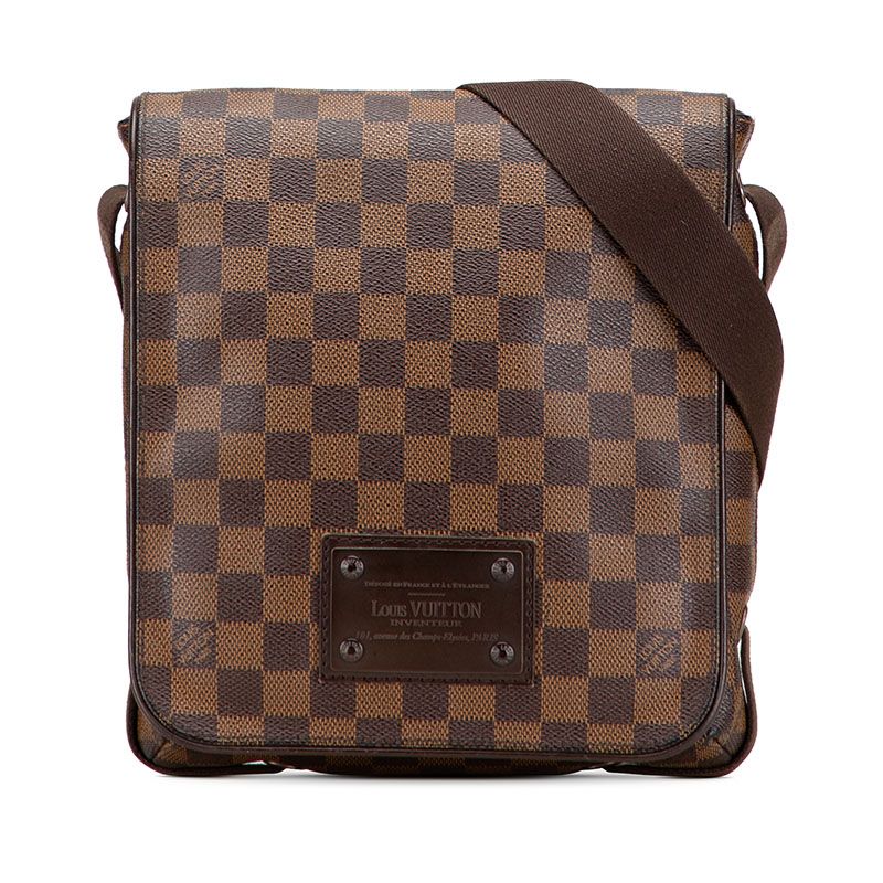 Louis Vuitton Damier Brooklyn PM Crossbody Shoulder Bag Brown Leather