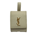 Saint Laurent Paris Leather Air Pods Case Light Gray
