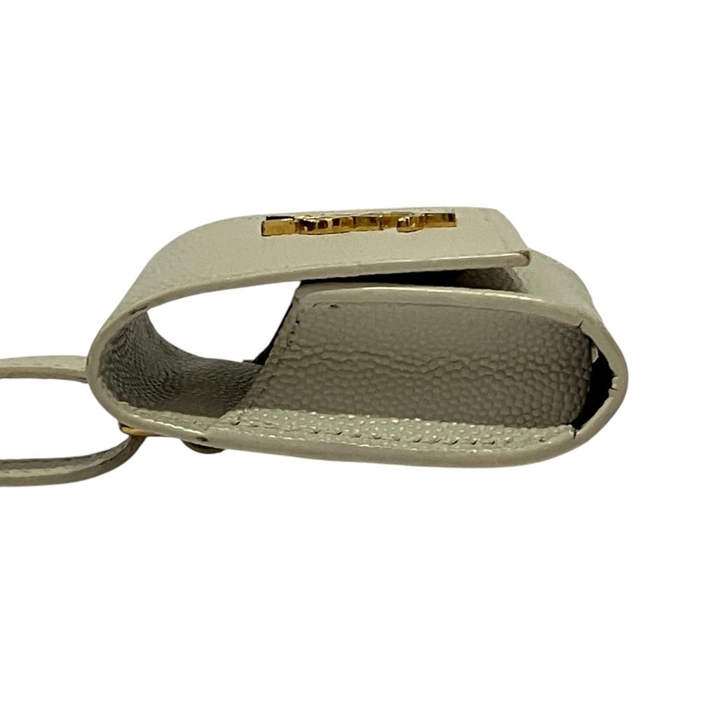 Saint Laurent Paris Leather Air Pods Case Light Gray — view 5
