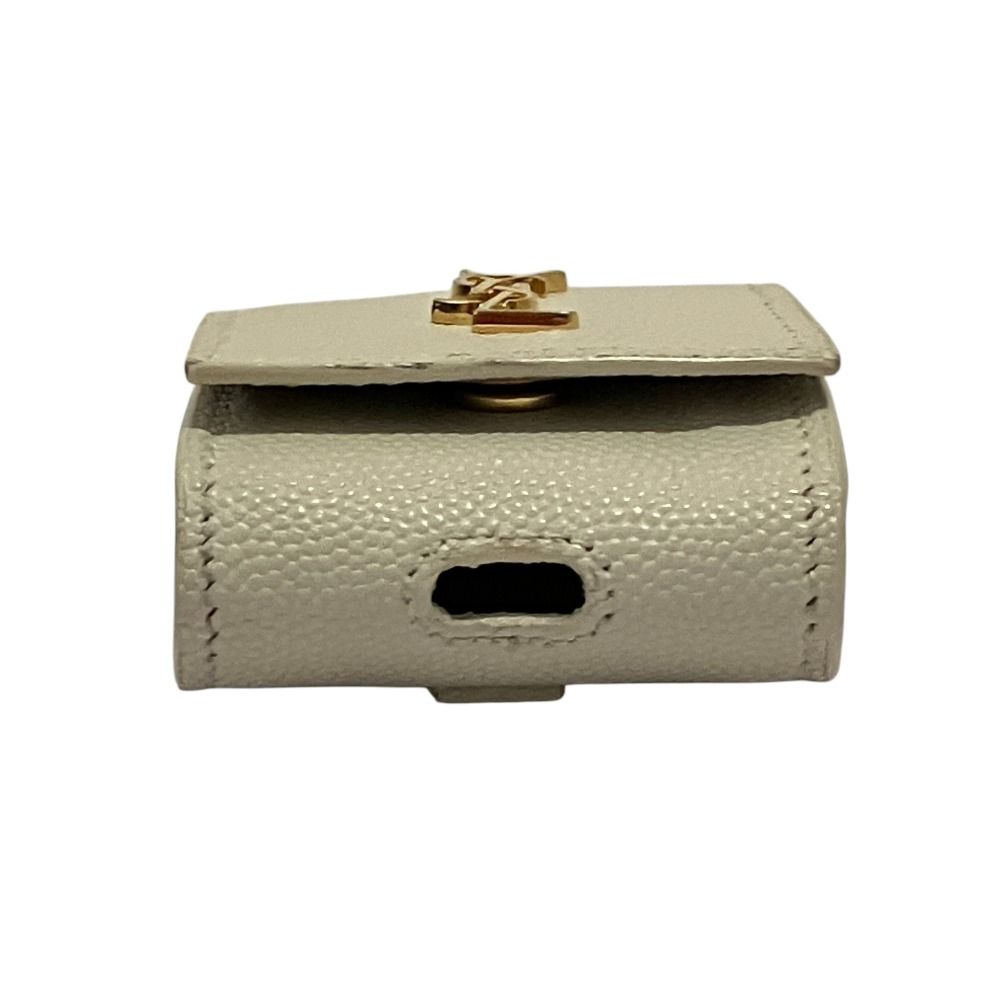 Saint Laurent Paris Leather Air Pods Case Light Gray — view 4