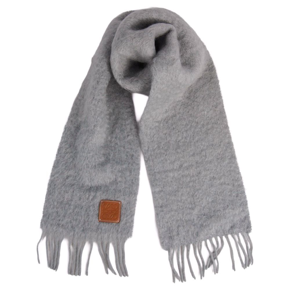 Loewe Scarf Shawl Fringe Leather Patch Anagra — view 3