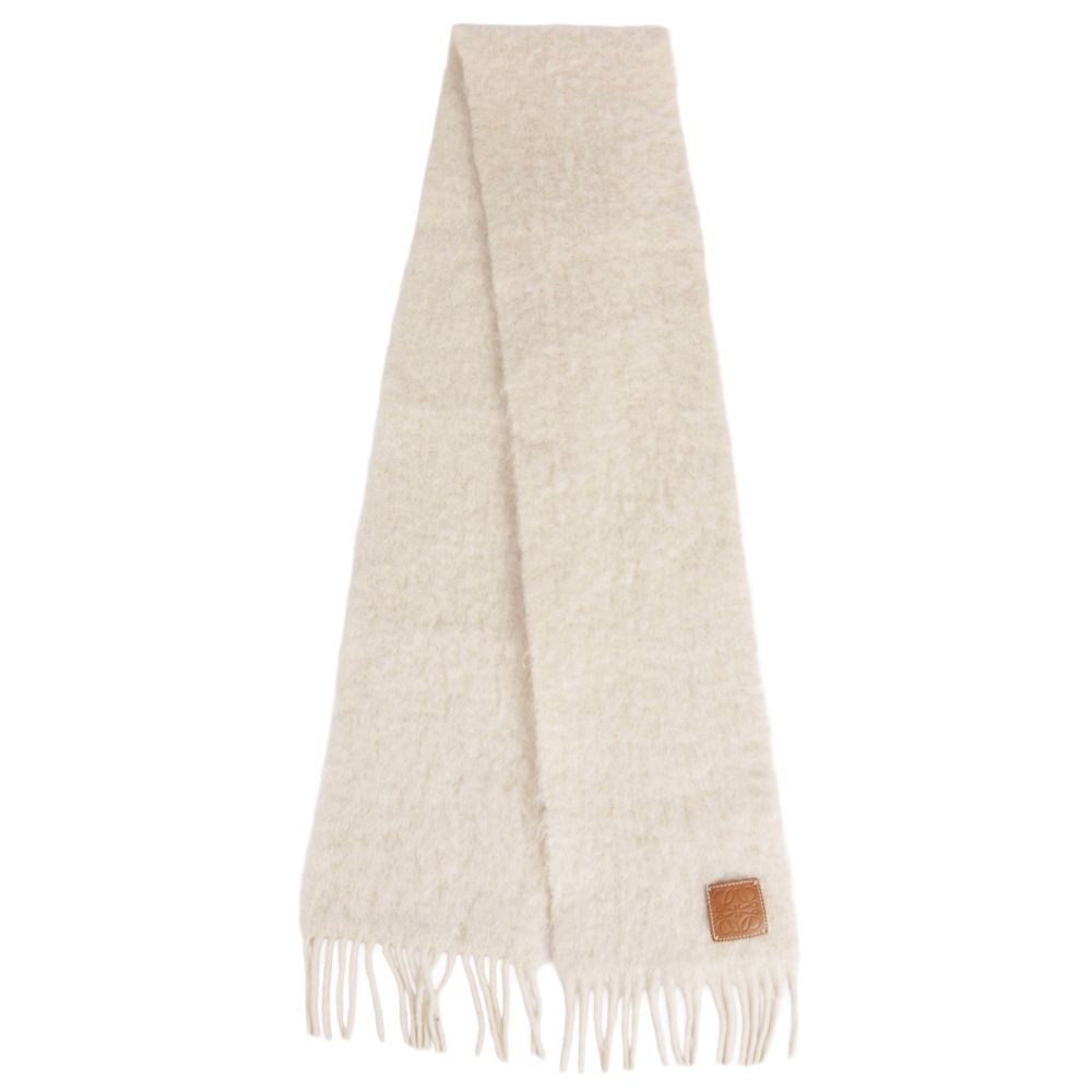 Loewe Scarf Shawl Fringe Leather Patch Anagra