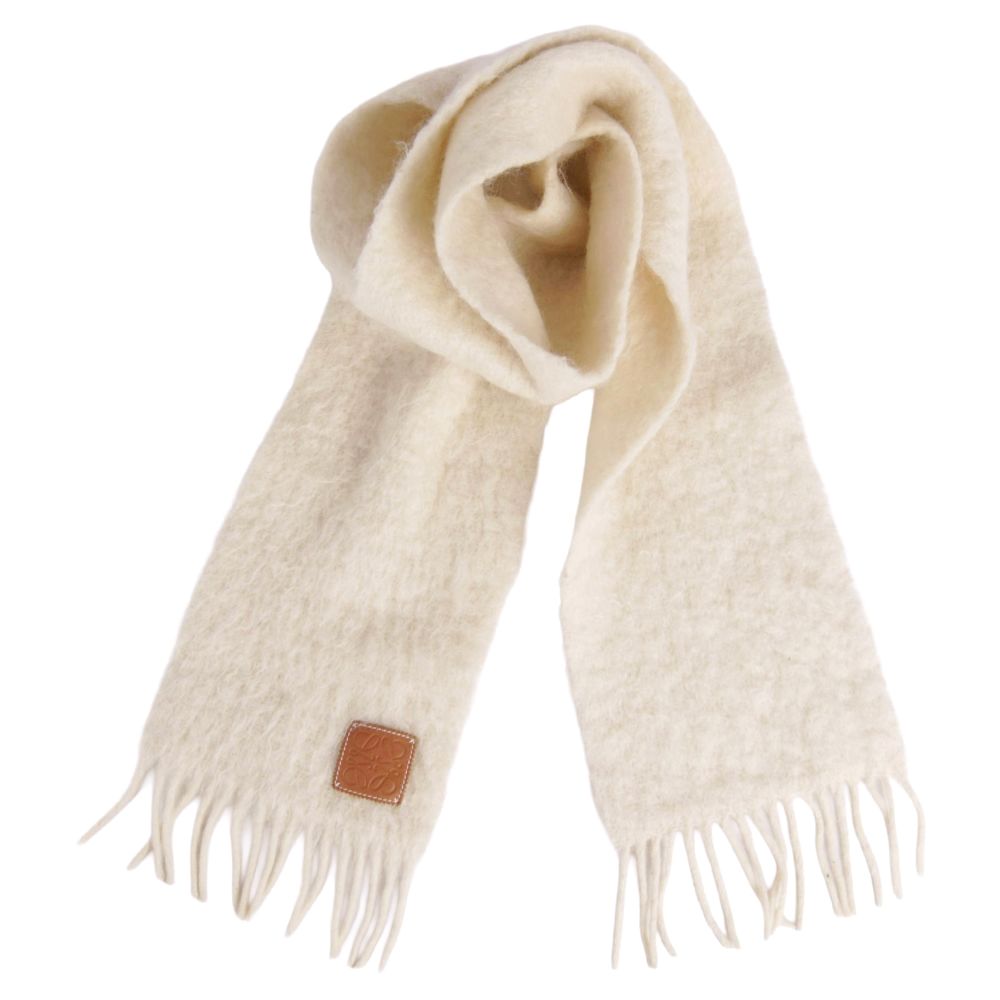 Loewe Scarf Shawl Fringe Leather Patch Anagra — view 3