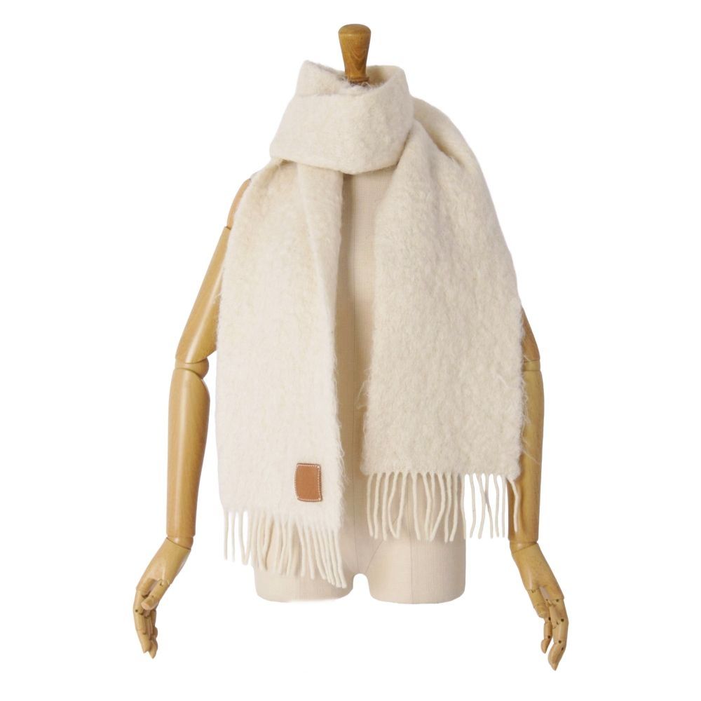 Loewe Scarf Shawl Fringe Leather Patch Anagra — view 4