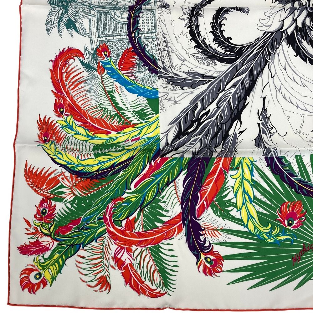 Hermes Carre 90 Mythiques Phoenix Silk Scarf White Multicolor — view 3