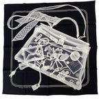 Hermes Carre 70 Please Check in Silk Scarf Black