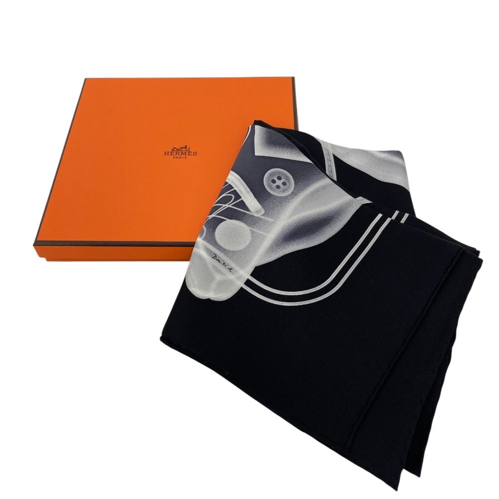 Hermes Carre 70 Please Check in Silk Scarf Black — view 8
