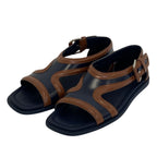 Prada Bicolor Leather Strap Sandals 6.5 Navy Brown