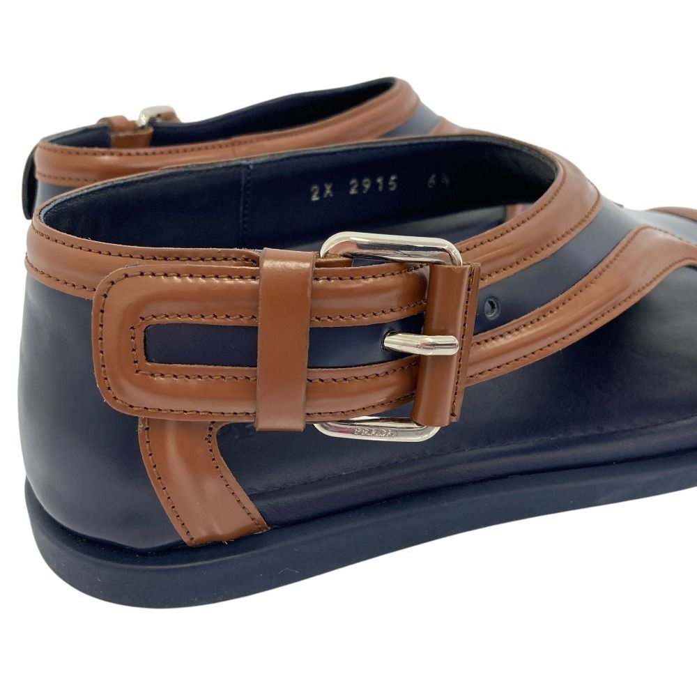 Prada Bicolor Leather Strap Sandals 6.5 Navy Brown — view 5
