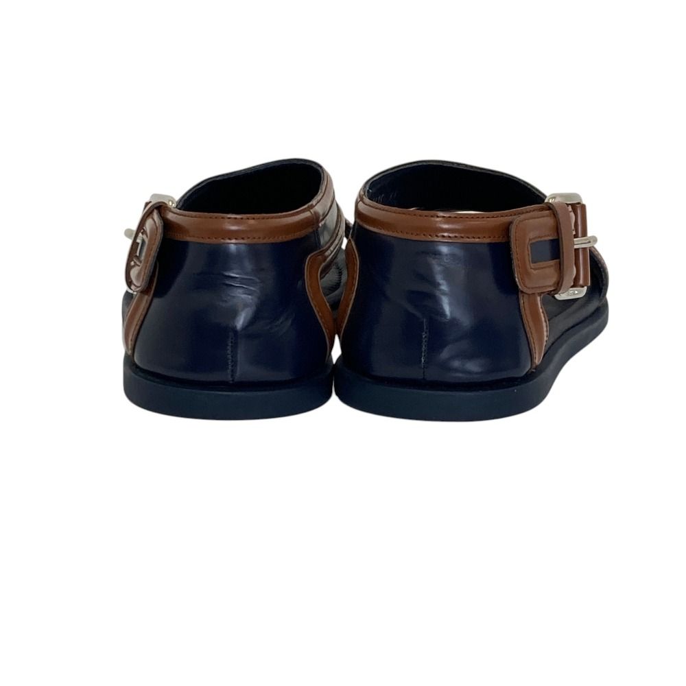 Prada Bicolor Leather Strap Sandals 6.5 Navy Brown — view 3
