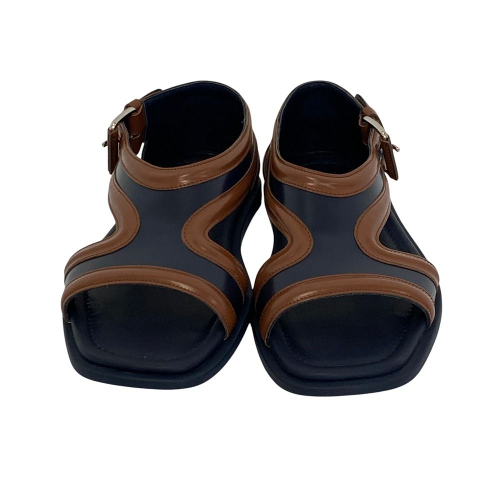 Prada Bicolor Leather Strap Sandals 6.5 Navy Brown — view 6