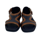 Prada Bicolor Leather Strap Sandals 6.5 Navy Brown — view 6
